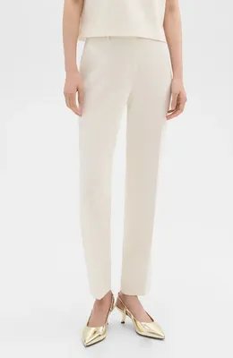Theory Theory Tailored Slim Fit Trousers in Rice — Women Spring white Trousers & Chinos