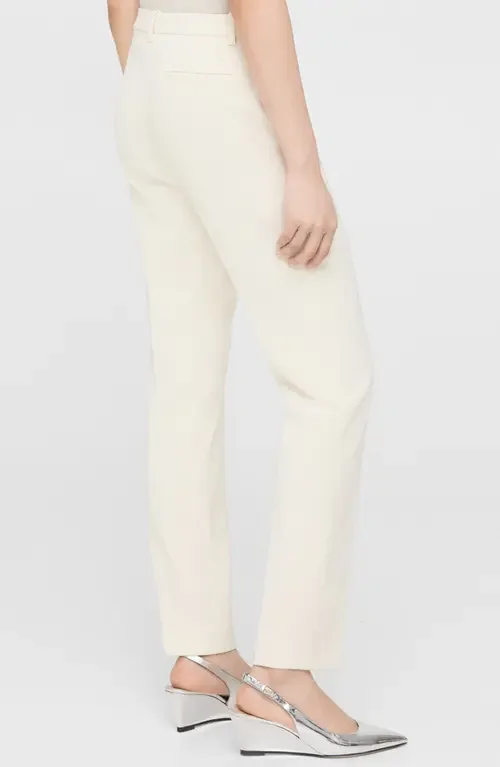 Theory Theory Tailored Slim Fit Trousers in Rice — Women Spring white Trousers & Chinos