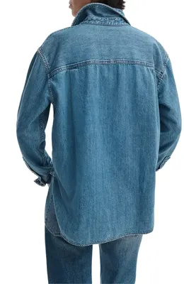 rag & bone rag & bone Connie Featherweight Denim Button-Up Shirt in Everglade — Women Summer blue Button-Down Shirts