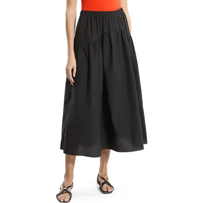 Theory Theory Cotton Blend Midi Skirt in Black — Women Winter black Skirts