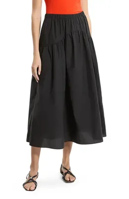 Theory Theory Cotton Blend Midi Skirt in Black — Women Winter black Midi Skirts