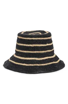 Vince Vince Stripe Straw Cloche in Natural/black — Women Autumn black Accessories