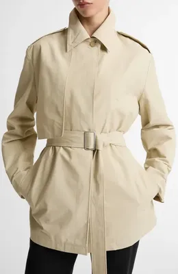 Vince Vince Cotton Blend Short Trench Coat in Light Maiz — Women Autumn beige Outerwear