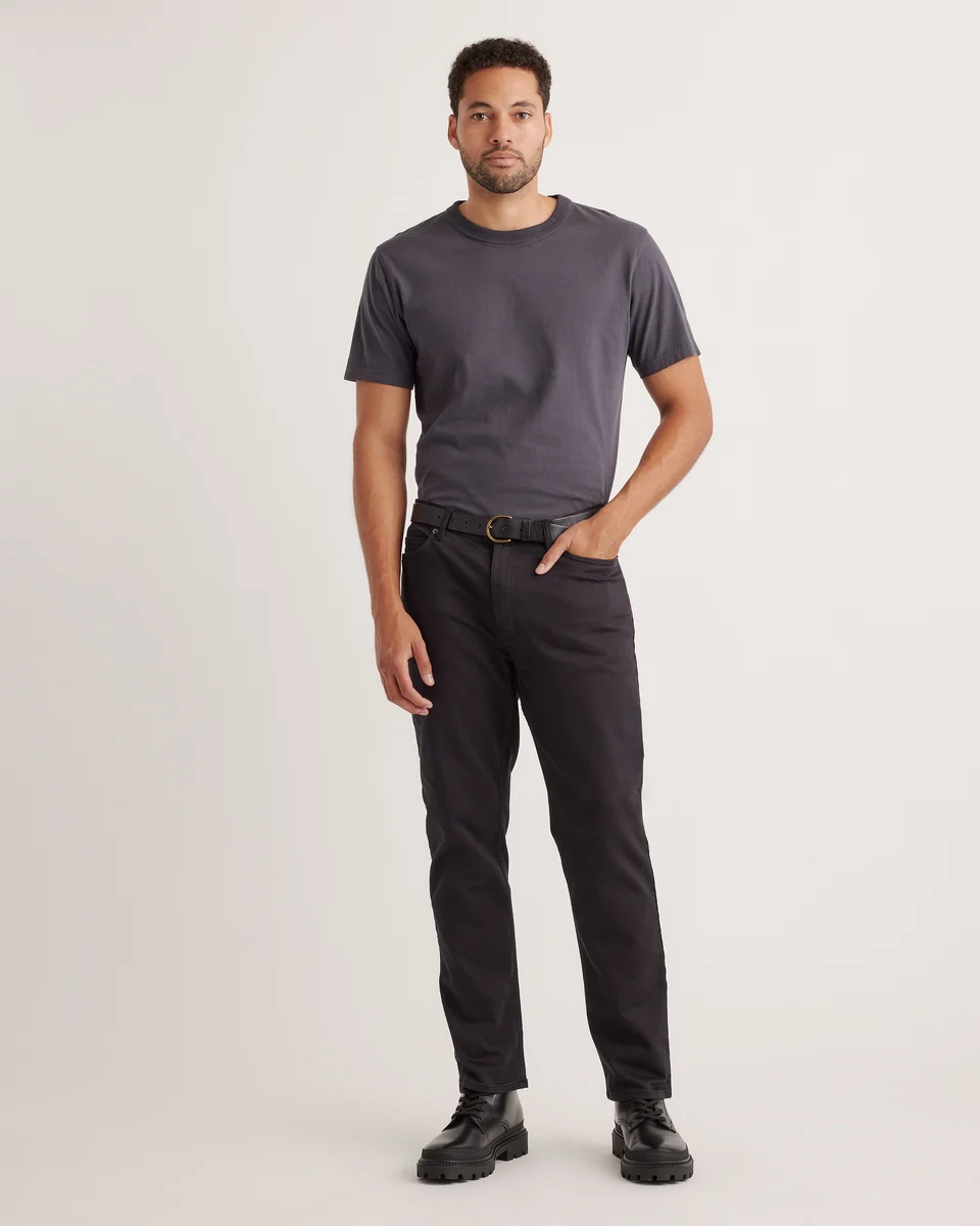 Quince Quince | Men's Comfort Stretch Traveler 5-Pocket Pants Straight in Black — Men Winter black Trousers & Chinos