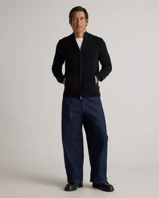 Quince Quince | Men's Mongolian Cashmere Full Zip Sweater in Black — Men Winter black Sweaters & Knits
