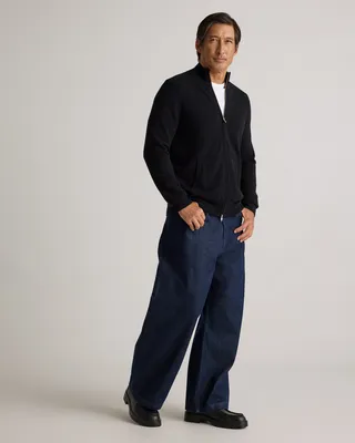 Quince Quince | Men's Mongolian Cashmere Full Zip Sweater in Black — Men Winter black Sweaters & Knits