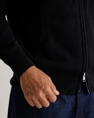 Quince Quince | Men's Mongolian Cashmere Full Zip Sweater in Black — Men Winter black Sweaters & Knits