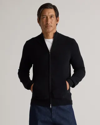 Quince Quince | Men's Mongolian Cashmere Full Zip Sweater in Black — Men Winter black Sweaters & Knits