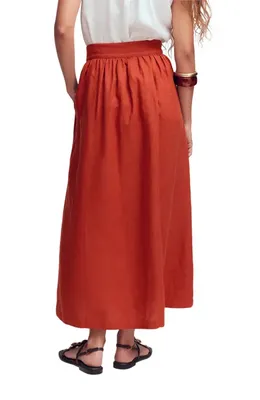 Boden Boden Emma Linen Maxi Skirt in Burnt Henna — Women Autumn red Skirts