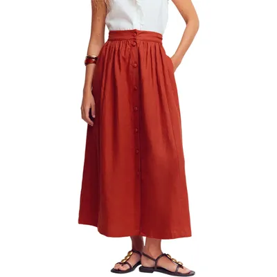 Boden Boden Emma Linen Maxi Skirt in Burnt Henna — Women Autumn red Skirts