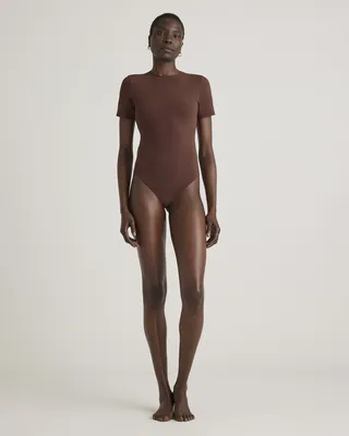 Quince Quince | Women's Second Skin T-Shirt Bodysuit in Cocoa — Women Autumn chocolate Underwear