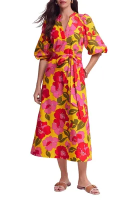Boden Boden Octavia Floral Cotton Dress in Yellow Radiant Bloom — Women Spring yellow Dresses