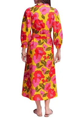 Boden Boden Octavia Floral Cotton Dress in Yellow Radiant Bloom — Women Spring yellow Dresses