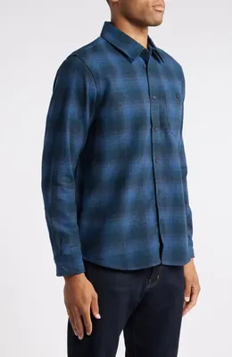 AG AG Aiden Plaid Cotton Button-Up Shirt in Gradient Plaid Navy Multi — Men Winter navy Tops