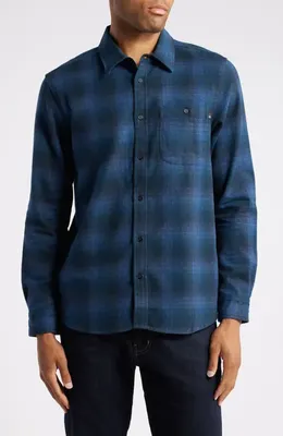 AG AG Aiden Plaid Cotton Button-Up Shirt in Gradient Plaid Navy Multi — Men Winter navy Tops