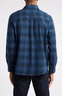 AG AG Aiden Plaid Cotton Button-Up Shirt in Gradient Plaid Navy Multi — Men Winter navy Tops