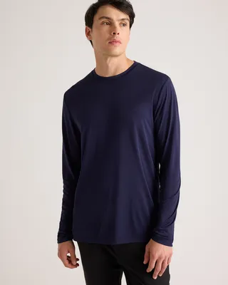 Quince Quince | Men's Ultra-Light Performance Long Sleeve T-Shirt in Deep Navy — Men Winter navy Athletic Tops