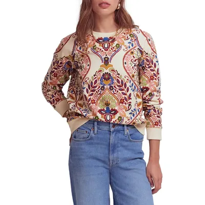 Boden Boden Rosa Print Sweatshirt in Multi Enchanted Gardenia — Women Autumn ivory Sweatshirts & Hoodies