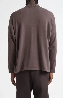 Bode Bode Port Cotton & Merino Wool Polo in Brown/Black — Men Autumn brown Tops