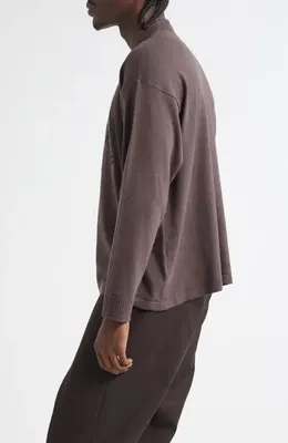 Bode Bode Port Cotton & Merino Wool Polo in Brown/Black — Men Autumn brown Tops