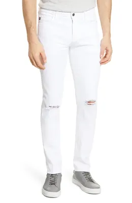 AG AG Dylan Extra Slim Fit Ripped Jeans in White — Men Winter white Pants