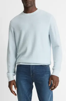 Vince Vince Geometric Jacquard Wool & Cotton Blend Crewneck Sweater in Whitecap/Classic Cream — Men Summer white Tops