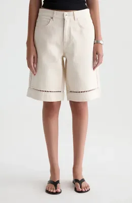 AG AG Thalia Ladder Stitch Detail Denim Shorts in Fresh Air — Women Spring white Shorts