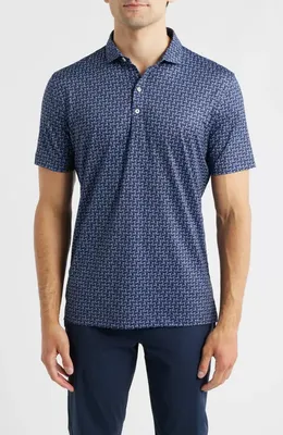 johnnie-O johnnie-O Minty Cocktail Print Performance Jersey Polo in Navy — Men Winter navy Tops