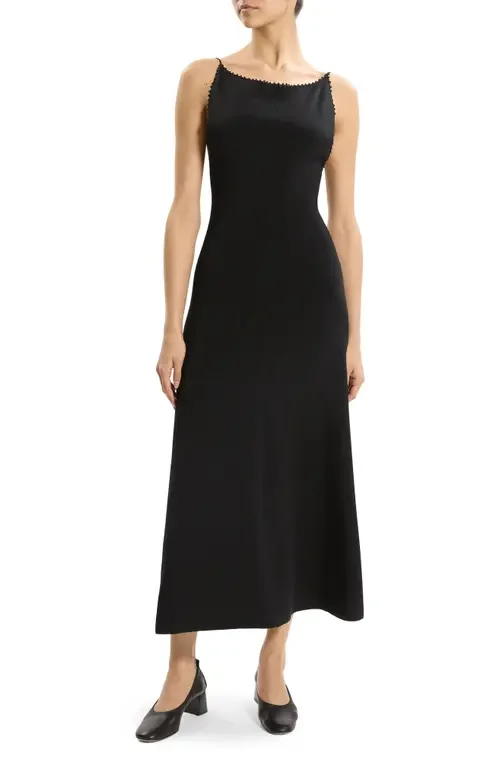Theory Theory Embroidered Detail Midi Dress in Black - 001 — Women Winter black Dresses