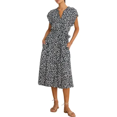 NIC+ZOE NIC+ZOE Leopard Sketch Sonni Dress in Indigo Multi — Women Winter white Dresses