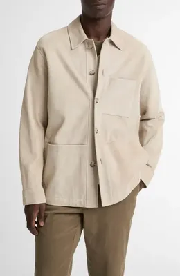 Vince Vince Suede Utility Jacket in Mineral — Men Autumn beige Outerwear