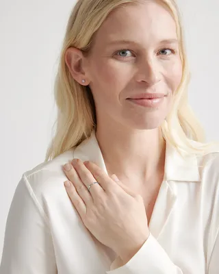 Quince Quince | Women's 14k Gold Ridge Band Rings in White Gold — Women Winter ivory Jewelry