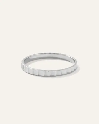 Quince Quince | Women's 14k Gold Ridge Band Rings in White Gold — Women Winter ivory Jewelry