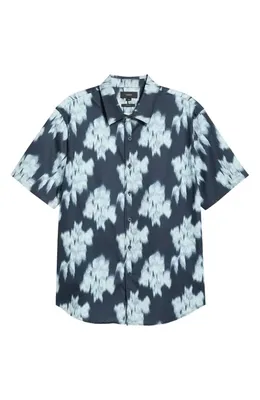 Vince Vince Blurred Roses Cotton Blend Button-Up Shirt in Studio Combo — Men Winter black Tops