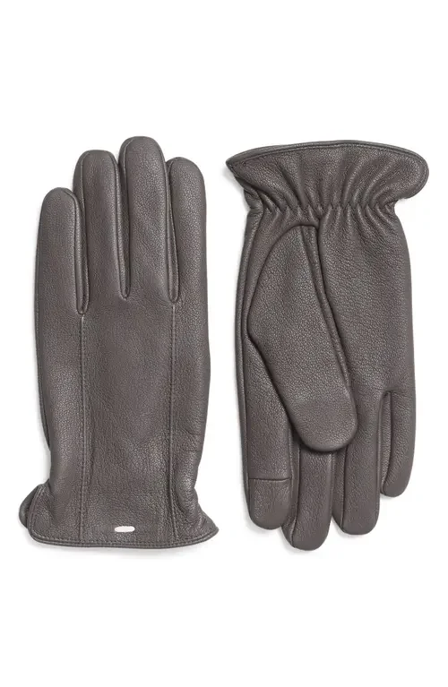 rag & bone rag & bone Evan Leather Gloves in Dark Grey — Men Winter black Accessories