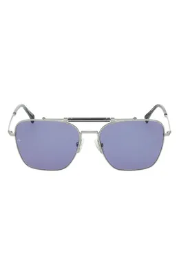 rag & bone rag & bone 56mm Navigator Sunglasses in Silver /Navy Horn /Blue in Silver/Navy Horn/Blue — Unisex Winter blue Accessories