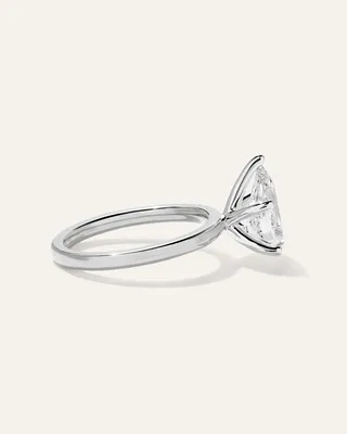 Quince Quince | Women's Lab Grown Diamond Pear Comfort Fit Engagement Ring 2.5ct in White Gold — Women Summer ivory Accessories