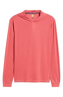 johnnie-O johnnie-O Talon PREP-FORMANCE Long Sleeve Hooded T-Shirt in Lobster — Men Spring coral Tops