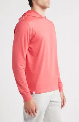 johnnie-O johnnie-O Talon PREP-FORMANCE Long Sleeve Hooded T-Shirt in Lobster — Men Spring coral Tops