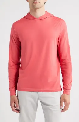 johnnie-O johnnie-O Talon PREP-FORMANCE Long Sleeve Hooded T-Shirt in Lobster — Men Spring coral Tops