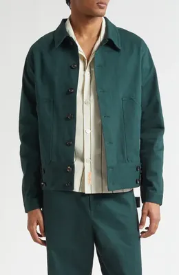 Bode Bode Knolly Brook Cotton Jacket in Dark Green — Men Autumn teal Outerwear
