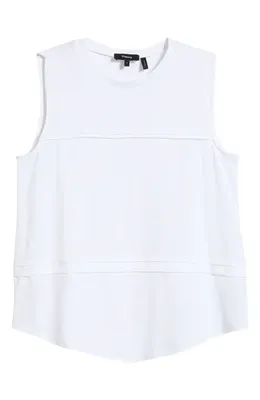 Theory Theory Step Pleat Organic Pima Cotton Tank in White — Women Winter white Tank Tops & Camis