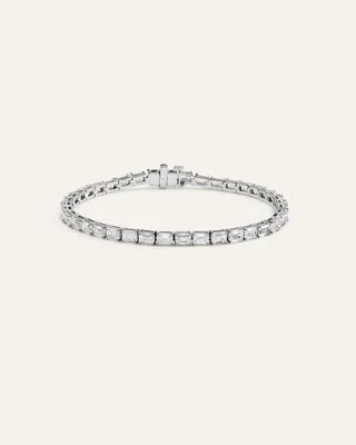 Quince Quince | Women's 14K Gold Lab Grown Diamond East-West Emerald Tennis Bracelet 10ctw in White Gold — Women Summer ivory Accessories