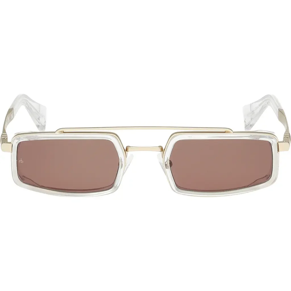 rag & bone rag & bone 52mm Navigator Sunglasses in Gold /Crystal Clear /Brown in Gold/Crystal Clear/Brown — Unisex Spring tan Accessories