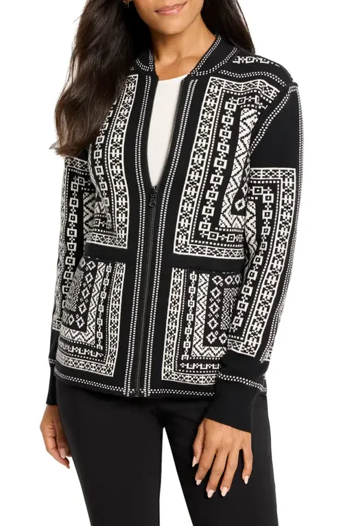 NIC+ZOE NIC+ZOE Nordic Nights Reversible Knit Jacket in Black Multi — Women Winter black Outerwear