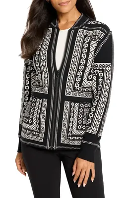 NIC+ZOE NIC+ZOE Nordic Nights Reversible Knit Jacket in Black Multi — Women Winter black Outerwear
