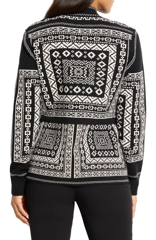 NIC+ZOE NIC+ZOE Nordic Nights Reversible Knit Jacket in Black Multi — Women Winter black Outerwear