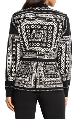 NIC+ZOE NIC+ZOE Nordic Nights Reversible Knit Jacket in Black Multi — Women Winter black Outerwear