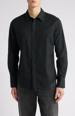 rag & bone rag & bone Tomlin Cotton Dobby Button-Up Shirt in Jetblk — Men Winter black Tops