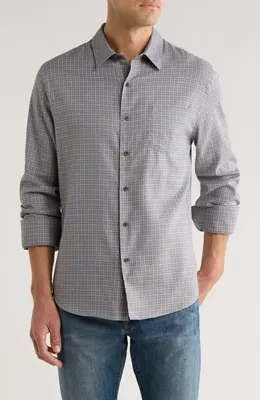 Vince Vince Genesse Plaid Button-Up Shirt in Steel Blue Combo — Men Summer grey Tops